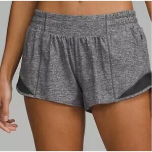 Lululemon Athletic Women's Hotty‎ Hot Lined Shorts Activewear Heathered Gray 4